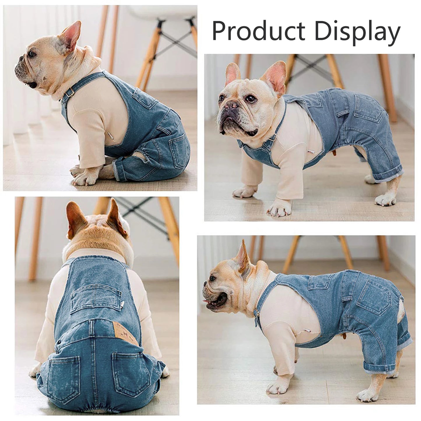 Pet Denim Jumpsuit Comfortable Dog Jean Overalls Clothes Washable Soft Cat Fashion Denim Pants Outfit for Small Medium Dogs - My Store