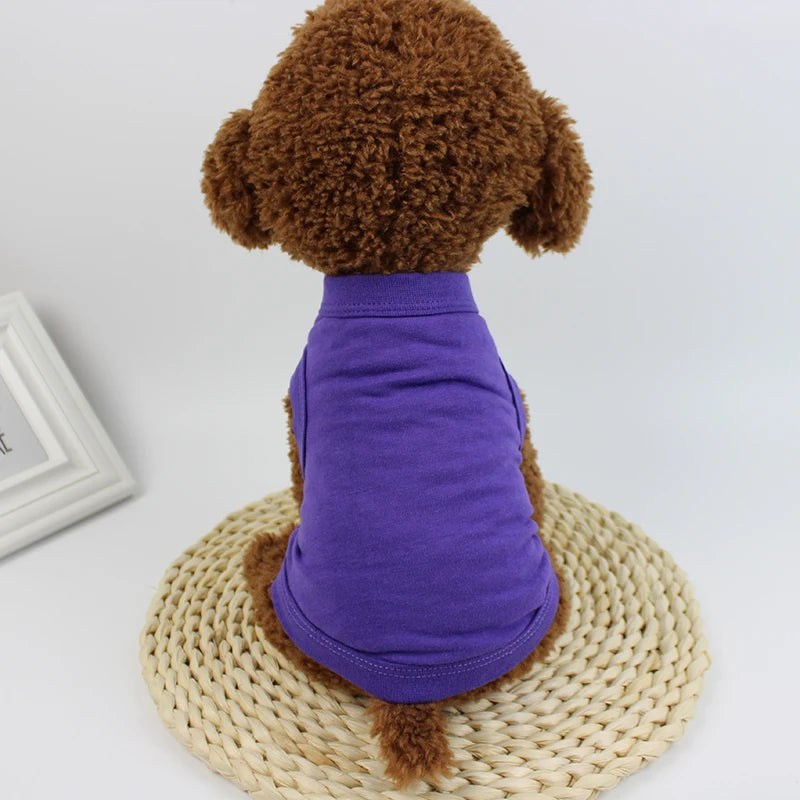 Summer 100% Pure Cotton Solid Color Dog Vest Dog Shirt Small Dog Clothes Teddy Chihuahua Pet Clothes Wholesale Custom