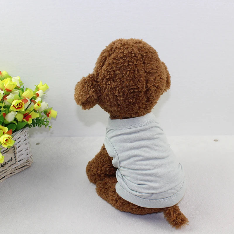 Summer 100% Pure Cotton Solid Color Dog Vest Dog Shirt Small Dog Clothes Teddy Chihuahua Pet Clothes Wholesale Custom