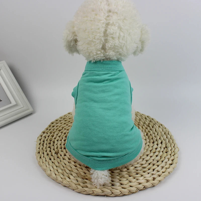 Summer 100% Pure Cotton Solid Color Dog Vest Dog Shirt Small Dog Clothes Teddy Chihuahua Pet Clothes Wholesale Custom