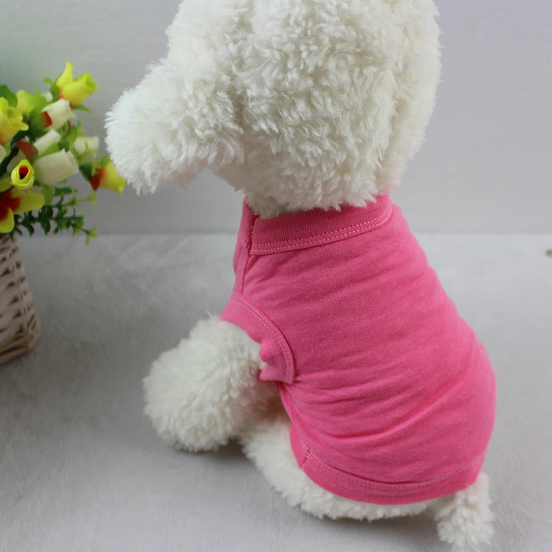 Summer 100% Pure Cotton Solid Color Dog Vest Dog Shirt Small Dog Clothes Teddy Chihuahua Pet Clothes Wholesale Custom
