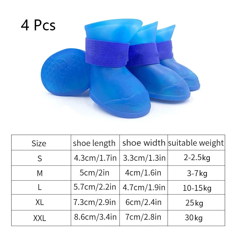 4Pcs Pet WaterProof Rainshoe Anti-slip Rubber Boot For Small Medium Large Dogs Cats Outdoor Shoe Dog Ankle Boots Pet Accessories - My Store