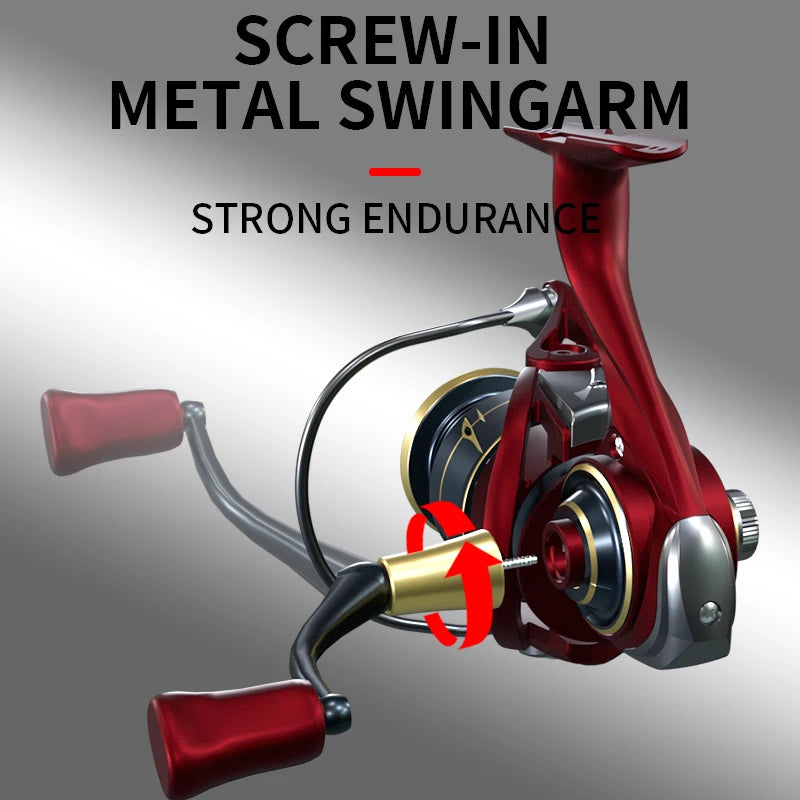 D1 Fishing Spinning Reel 6KG Max Drag Power 1000-2000 Series Metal Fishing Reel 5+1 Ball Bearings Saltwater Fishing Tackle