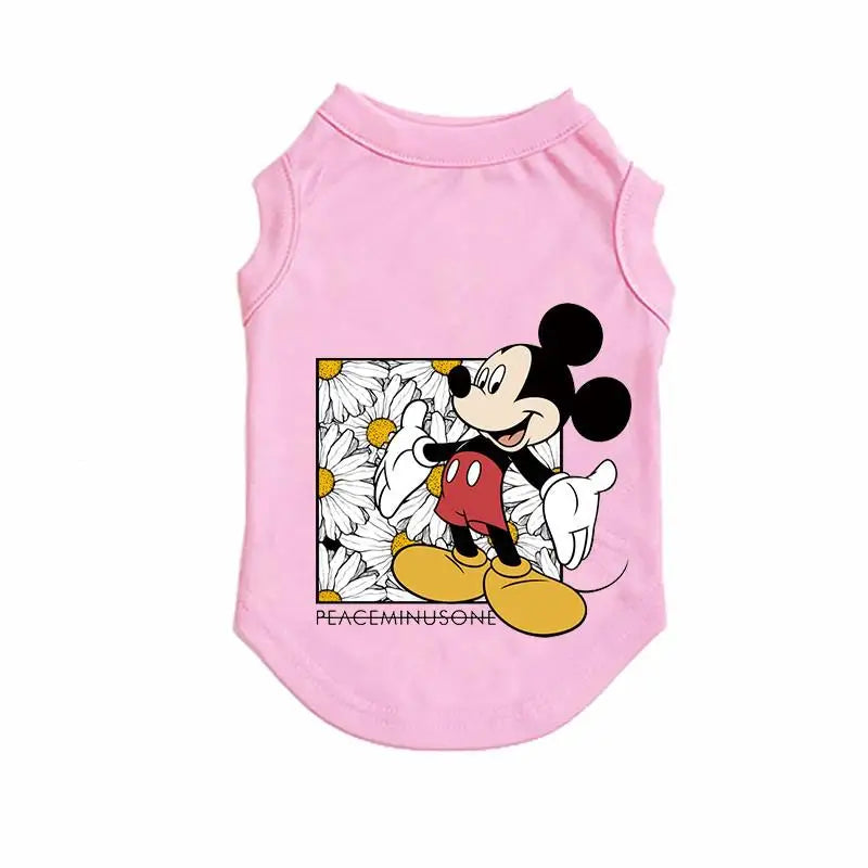 Puppy Summer Vest Disney Cartoon T-shirt Comfortable Breathable Pet Clothes Mickey Dog Sweatshirt Shirt For Chihuahua Bulldog