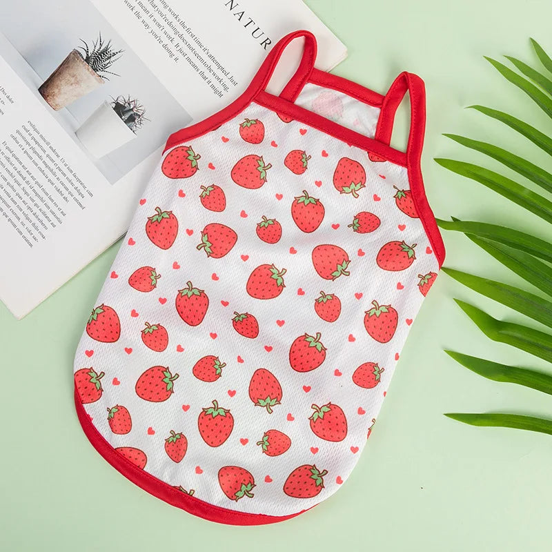 XS-XXL Ultra Thin Dog Cooling Vest Breathable Clothes Pet Clothes for Small Dogs Cute Fruit Print Summer Puppy Cat Cheap T-shirt - My Store