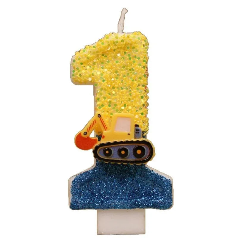 Cute Fashion Creative Engineering Car Excavator Number Birthday Cake Candle Gift Decoration Handmade Birthday Candle Boy Party