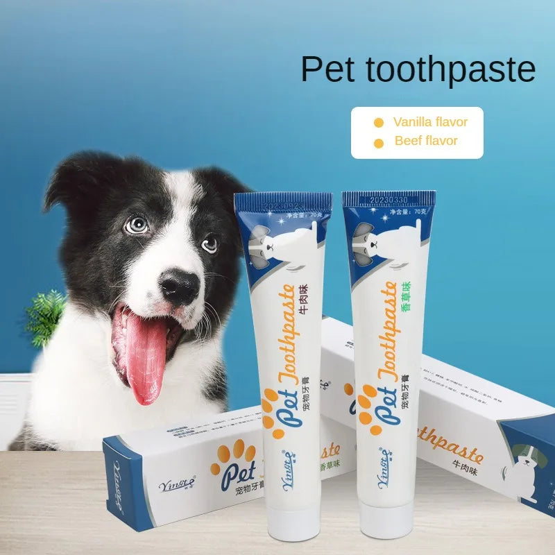 Dog Healthy Edible Toothpaste Small Dog Cats Mouth And Teeth Cleaning And Care Supplies Vanilla And Beef 2 Taste Pet Accessories