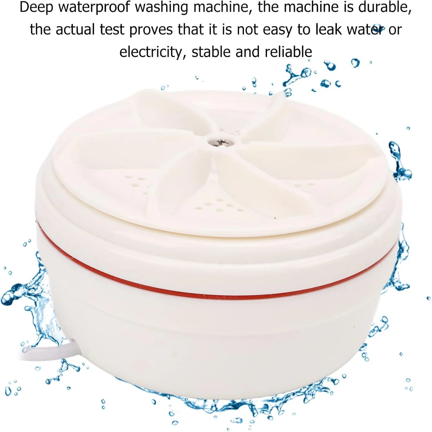Mini Laundry Washing Machine, Portable Ultrasonic Turbine Washer Small Automatic Cleaning Washer with Fixed Suction Cup for Stu