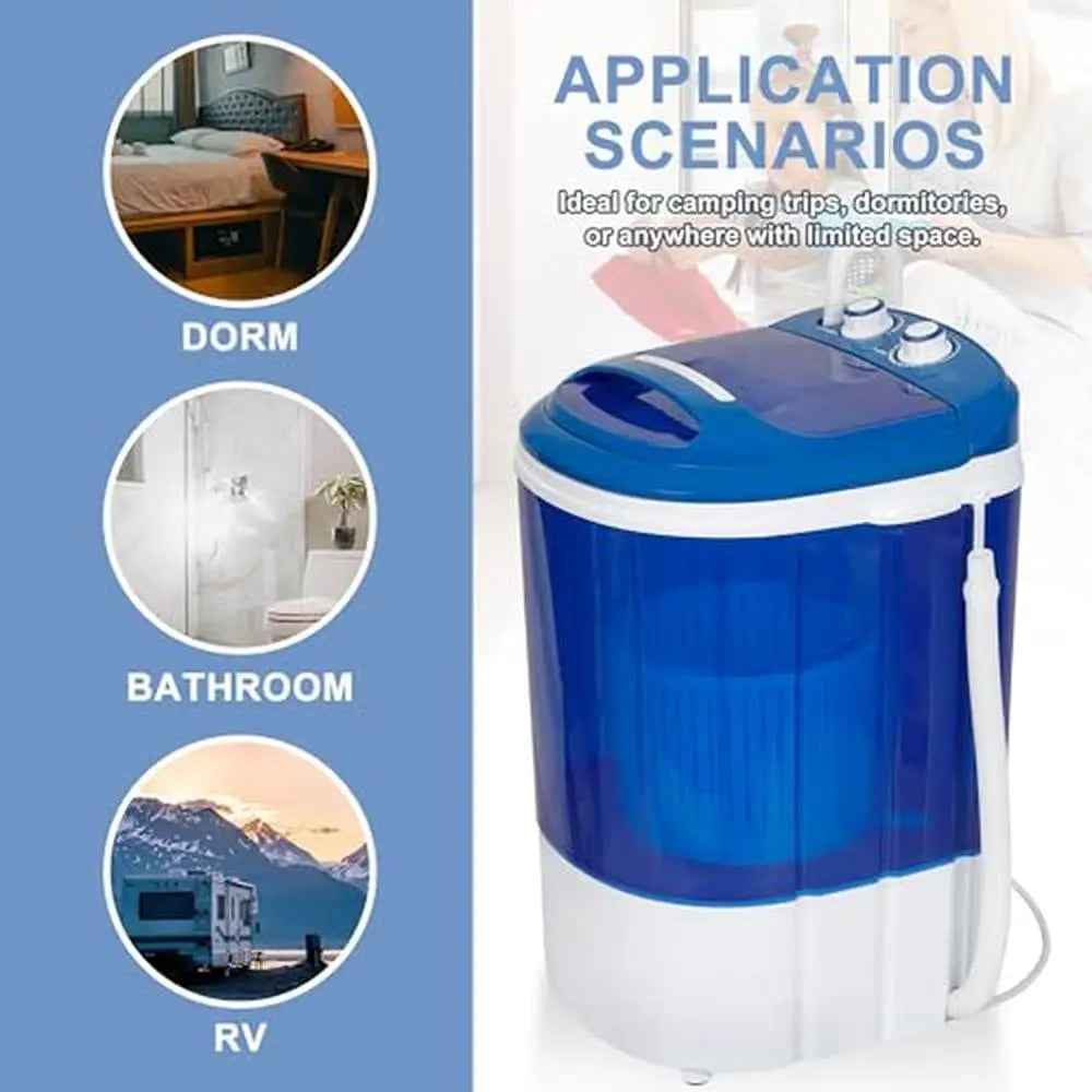 Portable Mini Washer Spinner Combo 5.7 lbs Compact Washing Machine Spin Cycle Basket Drain Hose RV Travel Laundry Solution High