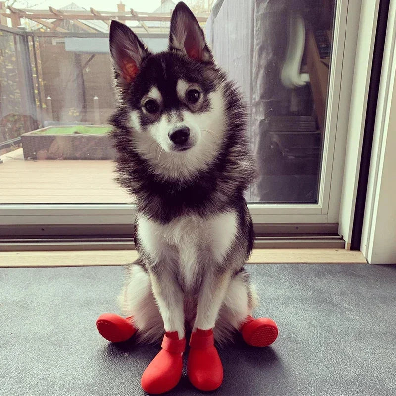 4Pcs Waterproof Pet Cat Rainshoes Anti-slip Silicone Pet Dog Rain Boots Outdoor Rubber Boot For Small Medium Large Dogs Cats - My Store