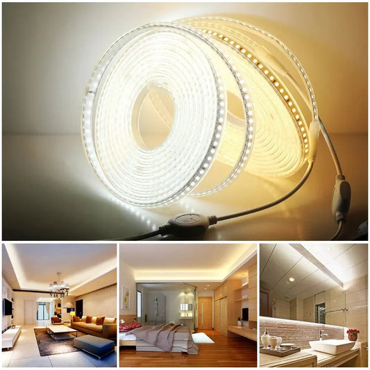 220V LED Strip Light SMD5050 Flexible LED Rope Light Warm White Outdoor Waterproof LED Light for Home Decoration With EU Plug