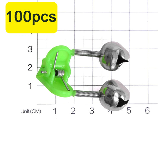 100pcs Double Bells Fishing Indicator Bait Alarm Loud Sound Alert Bell Clips Night Fishing Rod Bell Tackle Outdoor Fishing Bell