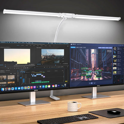 Led Desk Lamp for Office Home Desk Light , Eye Caring Architect lamp with Clamp,Dual Screen Computer Monitor Smart Table Light