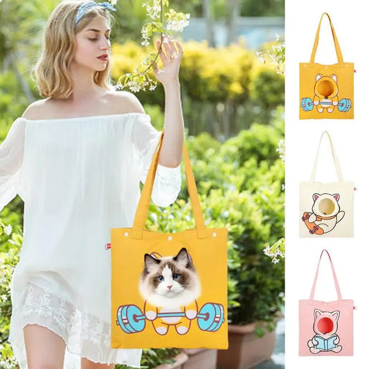 Pet Canvas Shoulder Bag Portable Pet Carrying Chest Bag Soft Pouch Tote Bag For Kittens And Puppies Pet Supplies For Outdoor
