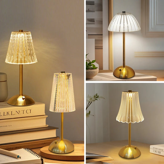 LED Table Lamp Touch Sensor Dimmable Desktop Night Light Rechargeable Wireless Reading Lamp for Hotel Bar Bedroom Decor Light