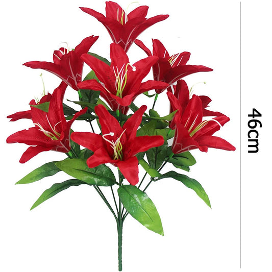 10 Heads Artificial Lily Flowers European Multicolor Fake Bridal Flower Bouquet Wedding Home Party Decoration Flowers