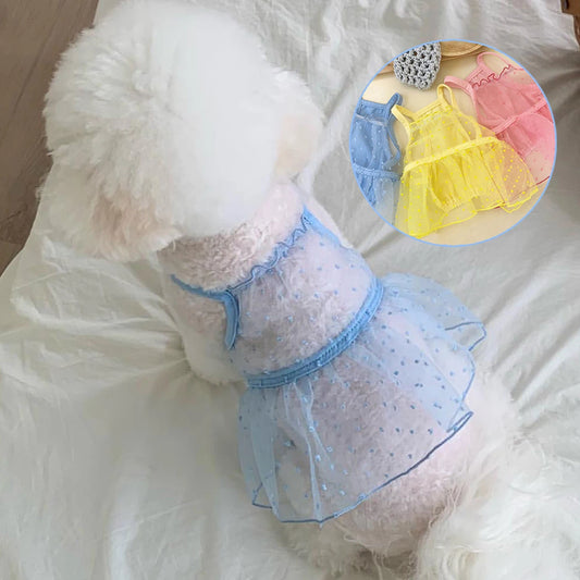 Puppy Summer Clothes Thin Dog Dress for Small Dog Clothes for Pets Clothing Summer Cooling Cat Clothes Cute girl Mesh Dress Dogs