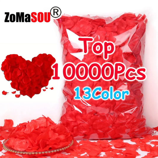 100-10000Pcs Artificial Fake Rose Petals Colorful Red White Gold Roses Petal Flowers for Romantic Wedding Party Valentine Decor