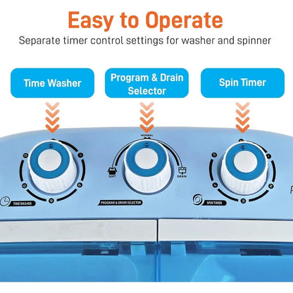 Pyle Portable 2-in-1 Washing Machine&Spin-Dryer-Convenient Top-Loading Easy Access,Energy&Water Efficient Design