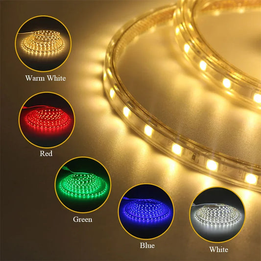 220V Smd 5050 Led Strip Light Waterproof 60Leds/M 2M 5M 10M 15M 20M Warm White Red Green Blue Flexible Tape Lamp Room Lighting