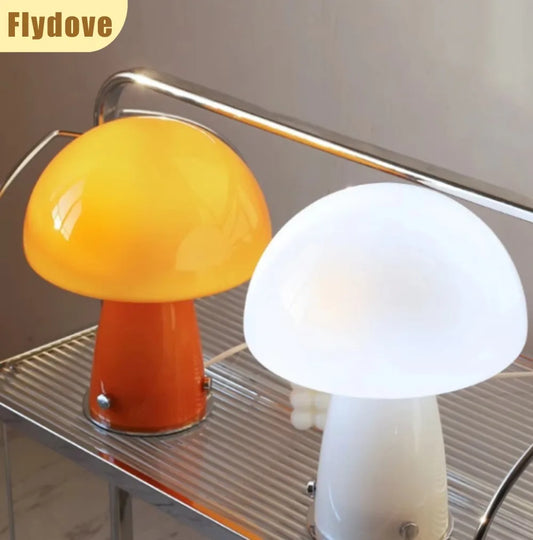 Tri Color USB Wired Plug LED Mushroom Table Lamp Creative Coffee Shop Bedroom Desk Bedside Night Light Home Lighting Decoration