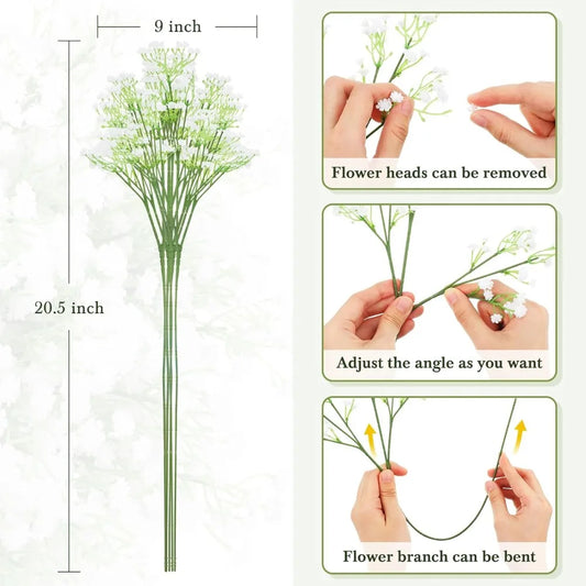 100 Pcs, 20.8 Inch Faux Gypsophila Flower DIY Floral Bouquets for Arrangement Wreath Wedding Party Deco, Artificial Flowers