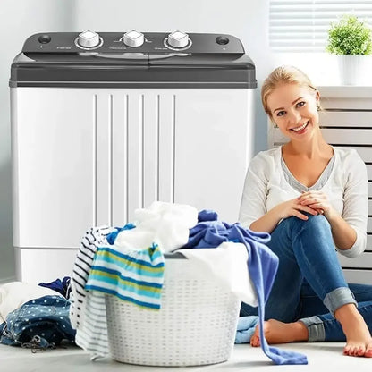 Portable Washing Machine Compact Semi-Automatic High Capacity Dual Function Spin Dryer User-Friendly Timer Easy Assembly Ideal