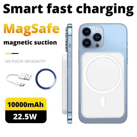 "10000mAh Magnetic Wireless Power Bank for MagSafe iPhones – Portable, Fast Type-C Charging, Simple & Large-Capacity Design"