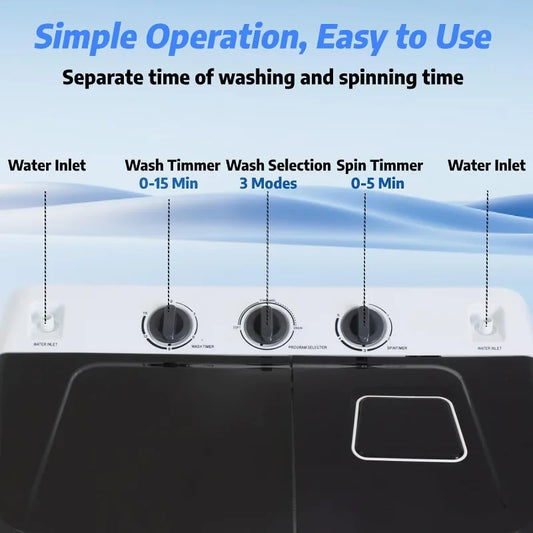 Nictemaw Portable Washing Machine 30Lbs Capacity Washer and Dryer Combo 2 In 1 Compact Twin Tub Laundry Washer (19Lbs)