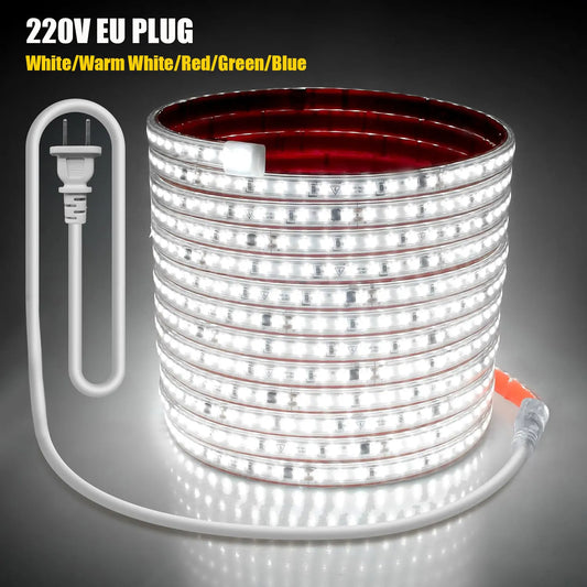 220V Smd 5050 Led Strip Light Waterproof 60Leds/M 2M 5M 10M 15M 20M Warm White Red Green Blue Flexible Tape Lamp Room Lighting