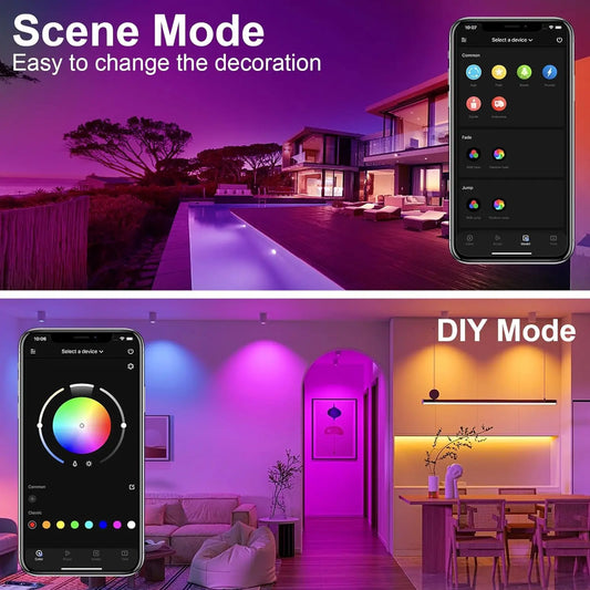 100FT LED Strip Lights for Bedroom, Desk, indoor Room Bedroom Brithday Gifts RGB Decor with Remote and 24VPower supply