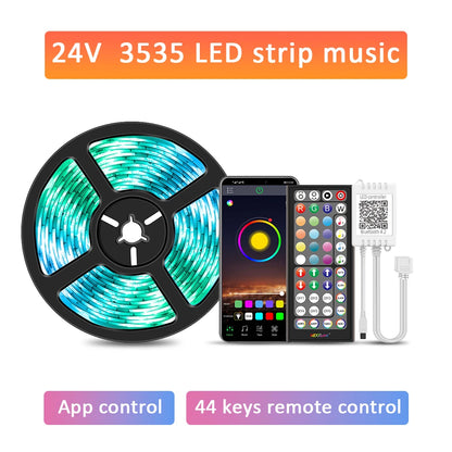 (EU Plug) LED Strip Light RGB Music Sync Color Changing  Sensitive Built-in Mic, App LED Lights DC12V Flexible