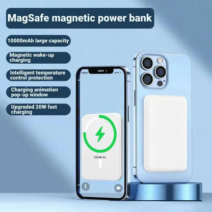 "10000mAh Magnetic Wireless Power Bank for MagSafe iPhones – Portable, Fast Type-C Charging, Simple & Large-Capacity Design"